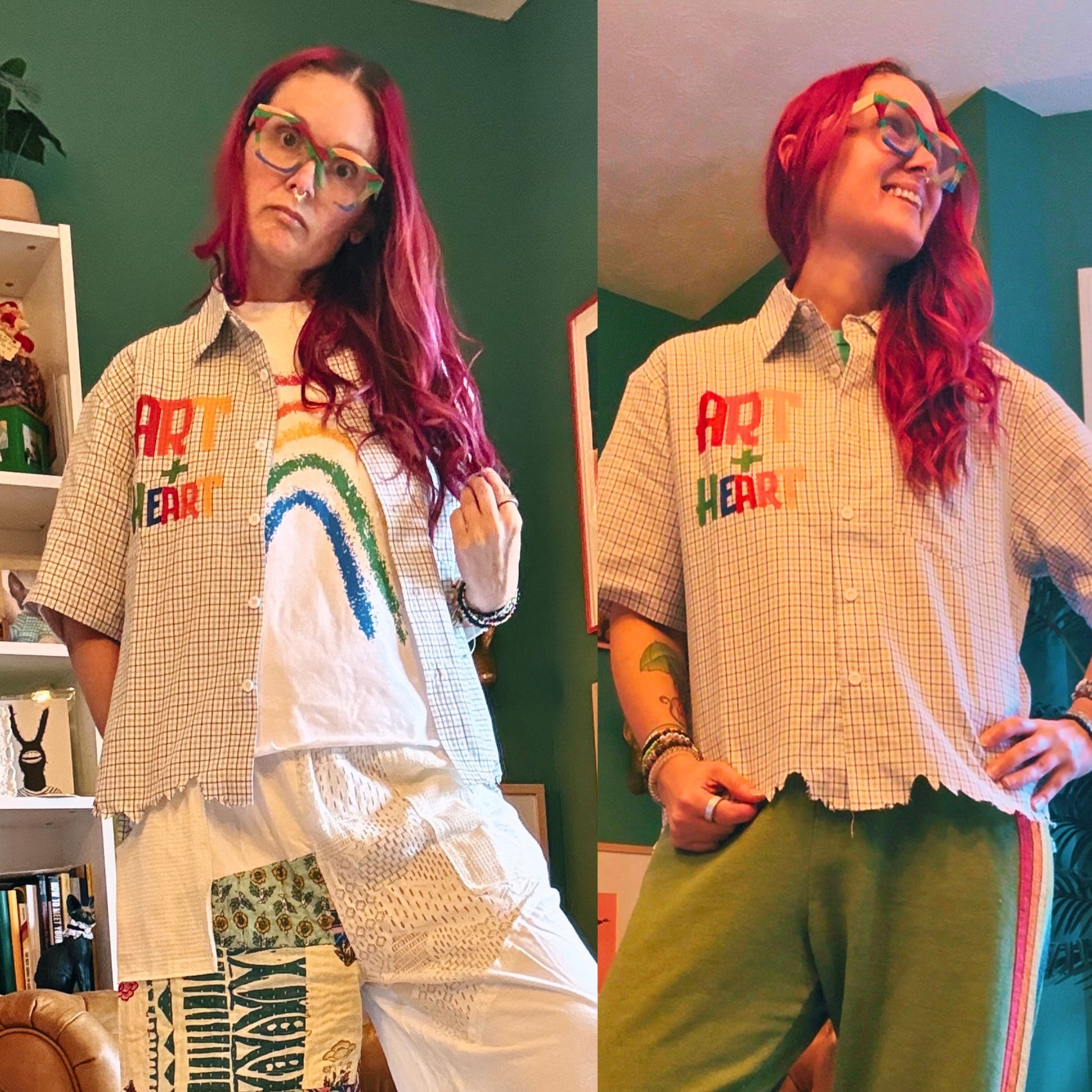 Art+Heart Unisex Distressed Plaid Boxy Shirt