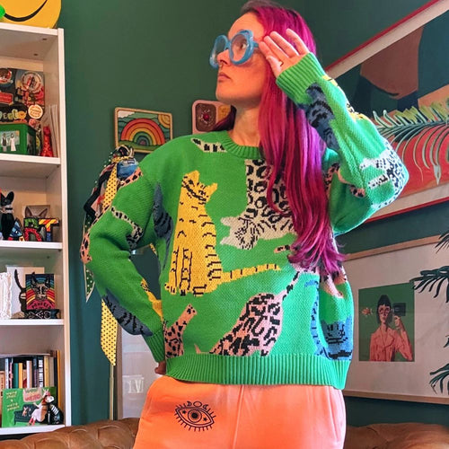 Green Is My Favorite Color & Cats Are My Personality Sweater